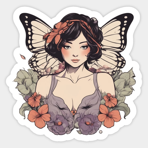 Butterfly Woman Sticker by PlushFutura